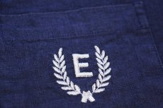 画像4: 90s ESPRIT ロゴ刺繍 3つボタン リネン×コットン テーラードジャケット ナス紺 L★ブレザー (4)