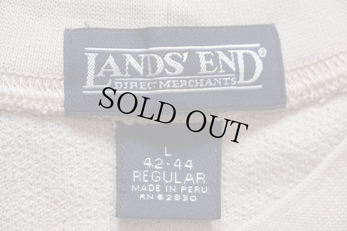 画像4: 00s LANDS'ENDランズエンド 無地 前V ストレッチ 鹿の子 スウェット グレーベージュ L★ブランク (4)