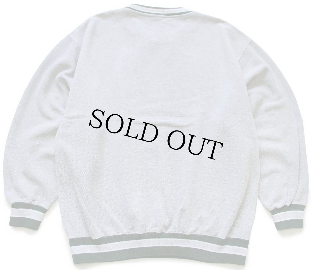 画像2: 00s カナダ製 WearGuard 無地 リブライン 前V 鹿の子 スウェット 杢グレー×緑 (2)