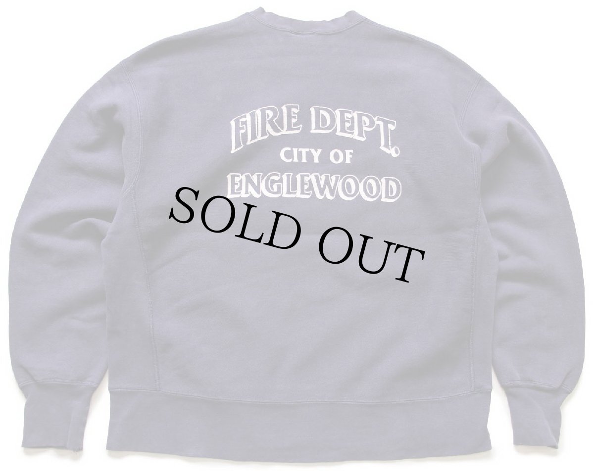 画像2: 90s Leeリー FIRE DEPT. ENGLEWOOD 両面ひび割れプリント リバースウィーブ スウェット ナス紺 フェード XL (2)