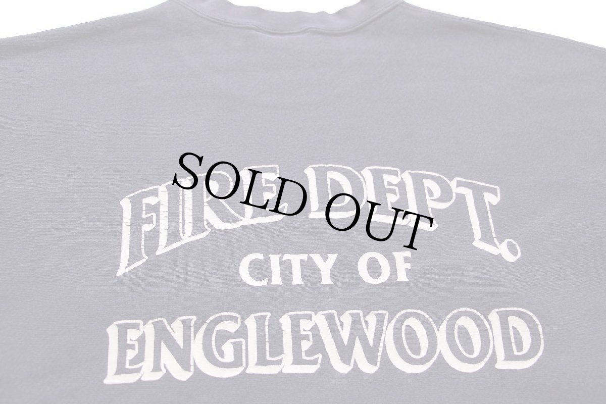 画像3: 90s Leeリー FIRE DEPT. ENGLEWOOD 両面ひび割れプリント リバースウィーブ スウェット ナス紺 フェード XL (3)