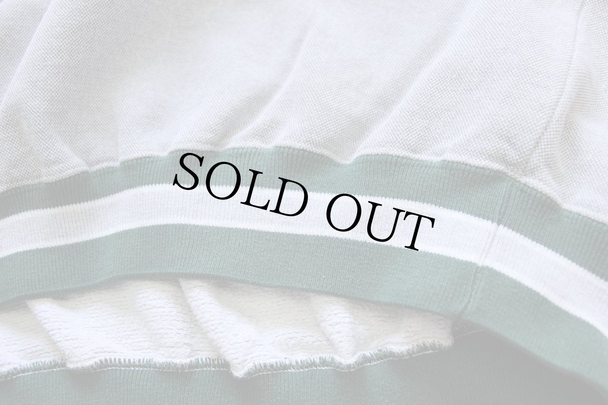 画像5: 00s カナダ製 WearGuard 無地 リブライン 前V 鹿の子 スウェット 杢グレー×緑 (5)