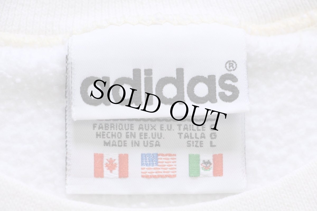 画像4: 90s USA製 adidasアディダス トレフォイル ビッグロゴ刺繍 スウェット 生成り (4)