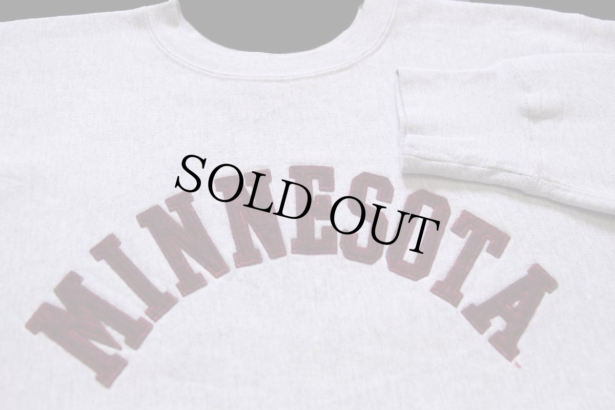 画像3: 90s USA製 The Cotton Exchange MINNESOTA フェルトパッチ リバースウィーブ スウェット 杢グレー XL (3)