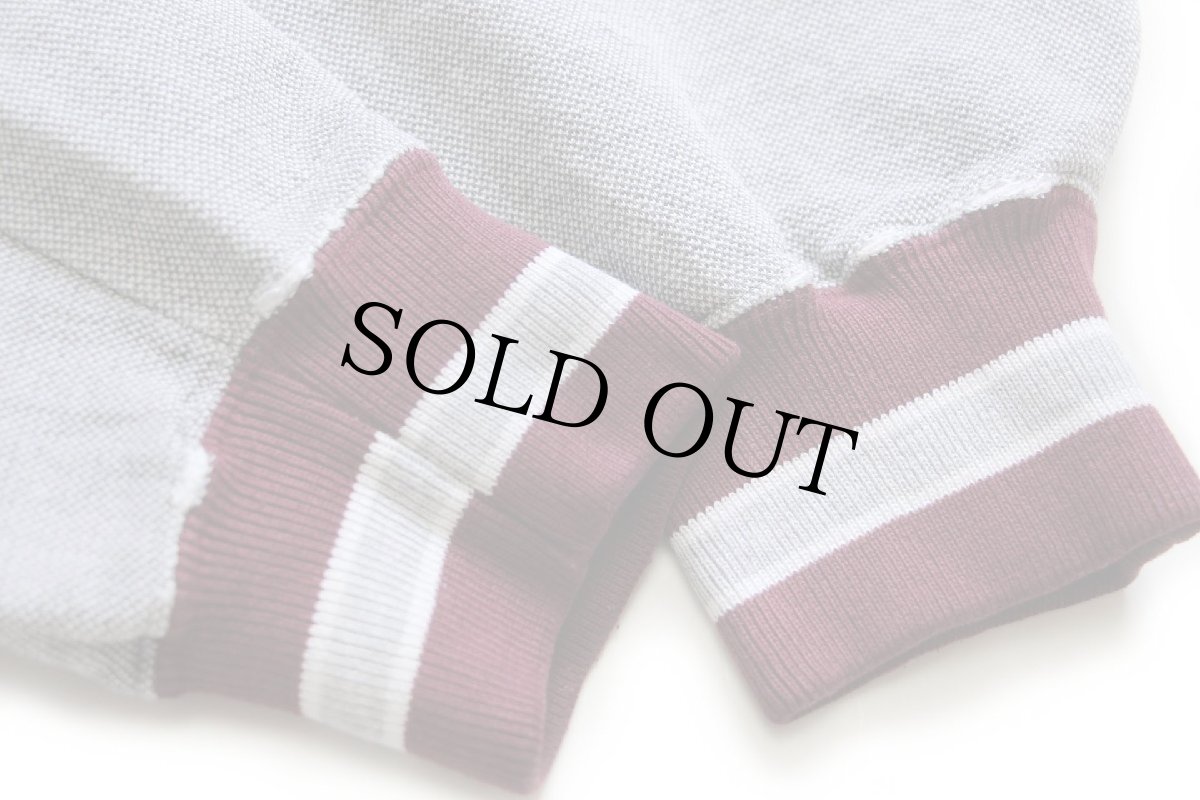 画像6: 00s カナダ製 WearGuard 無地 リブライン 前V 鹿の子 スウェット 杢グレー×ワインレッド (6)