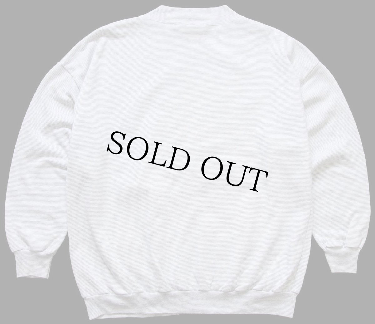 画像2: 90s USA製 Disneyディズニー ミッキー マウス Mフェルトパッチ パチポケ ボーダー スウェット カーディガン 杢グレー×白 L/XL (2)