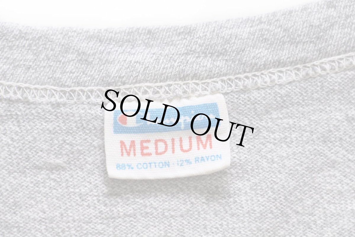 画像5: 70s USA製 Championチャンピオン BROWN 染み込みプリント 88/12 Tシャツ 杢グレー M (5)