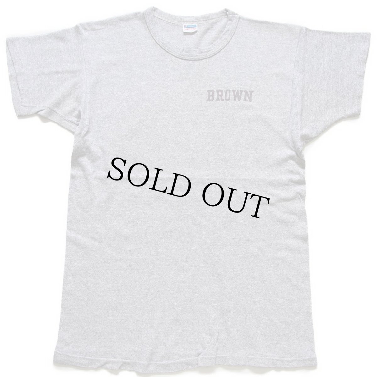 画像2: 70s USA製 Championチャンピオン BROWN 染み込みプリント 88/12 Tシャツ 杢グレー M (2)