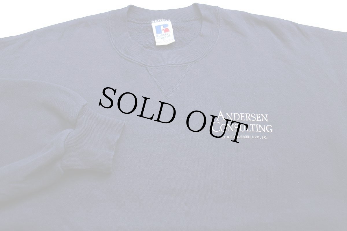 画像3: 90s USA製 RUSSELLラッセル ANDERSEN CONSULTING 前V スウェット 紺 XL (3)