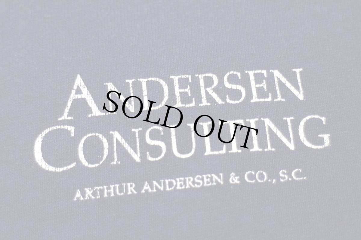 画像4: 90s USA製 RUSSELLラッセル ANDERSEN CONSULTING 前V スウェット 紺 XL (4)