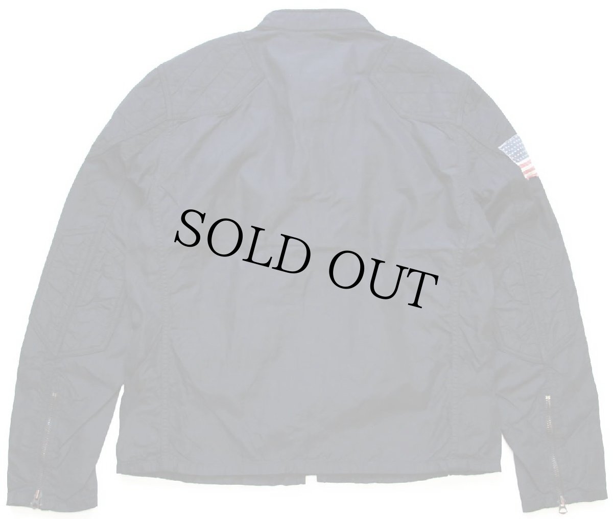 画像2: DENIM&SUPPLY ラルフローレン 星条旗 スタンドカラー シングルライダース ナイロンジャケット 黒 L (2)