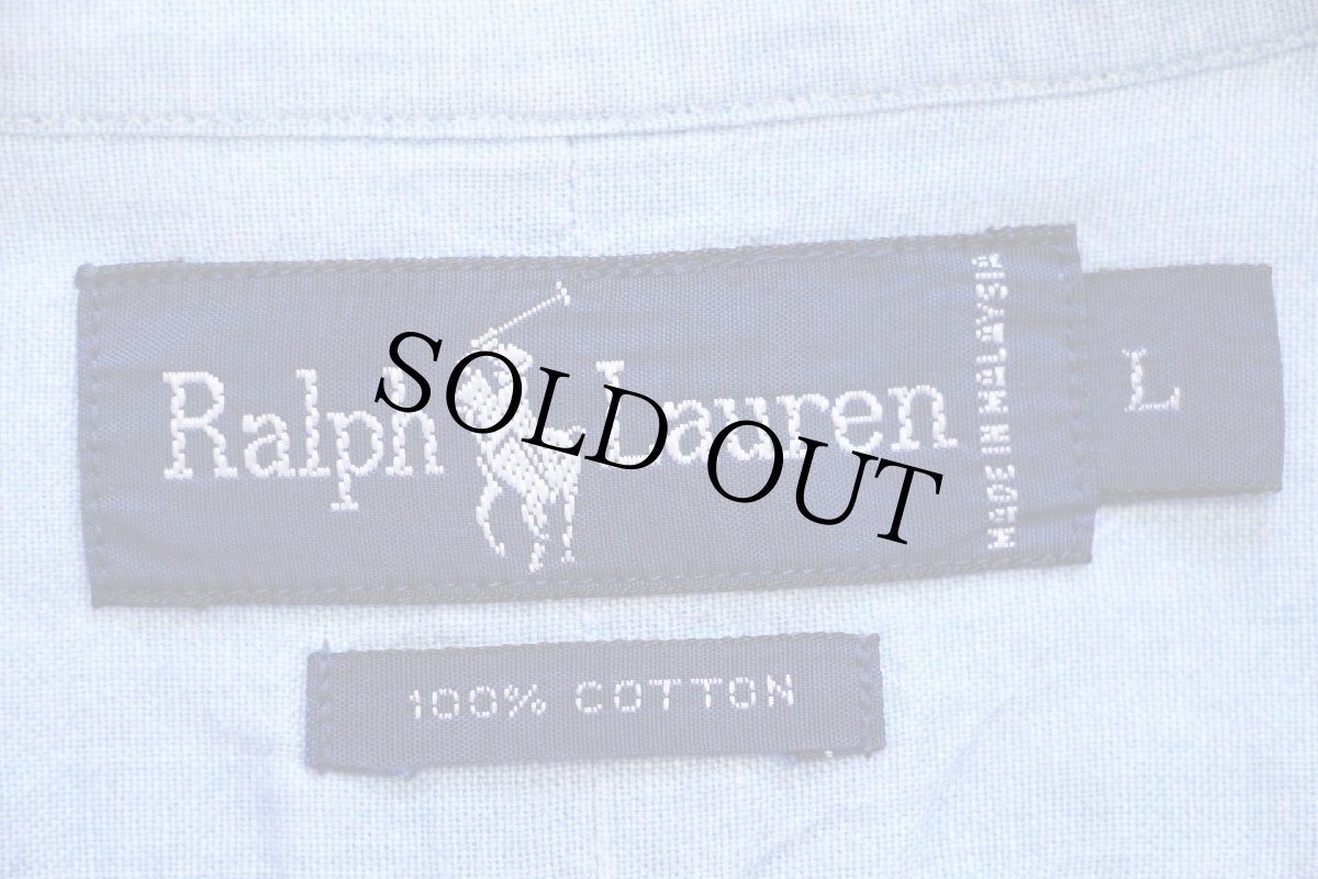 画像4: 90s ラルフローレン ワンポイント ボタンダウン コットン シャンブレーシャツ L (4)