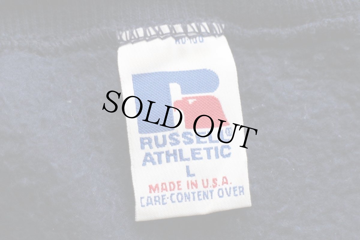 画像4: 90s USA製 RUSSELLラッセル 無地 前V スウェット 紺 L★ブランク (4)