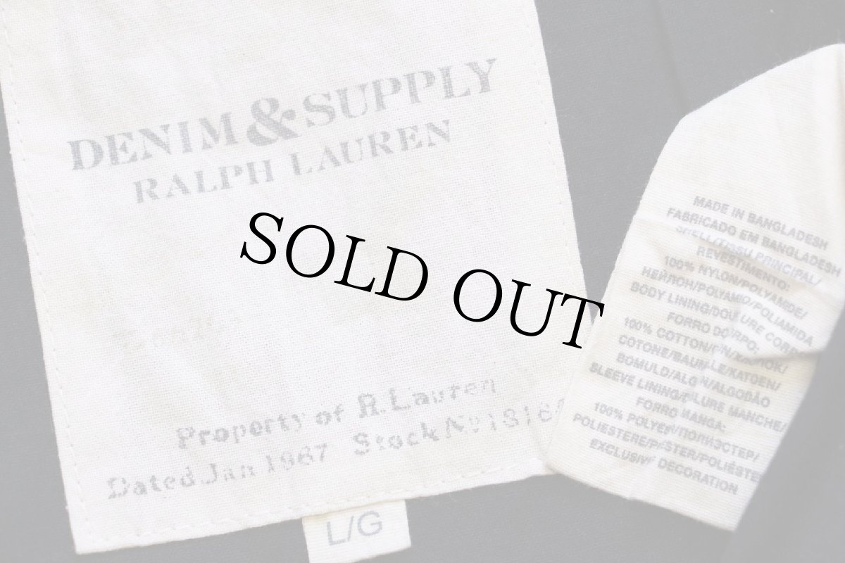 画像4: DENIM&SUPPLY ラルフローレン 星条旗 スタンドカラー シングルライダース ナイロンジャケット 黒 L (4)