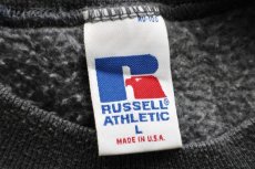 画像4: 90s USA製 RUSSELLラッセル 無地 前V スウェット 杢チャコールグレー L★ブランク (4)