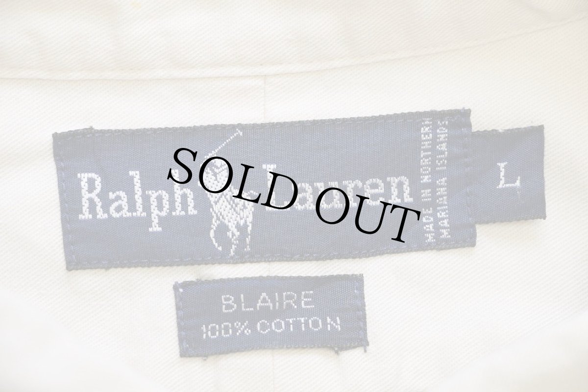 画像4: 90s ラルフローレン BLAIRE ワンポイント ボタンダウン コットンシャツ アイボリー (4)