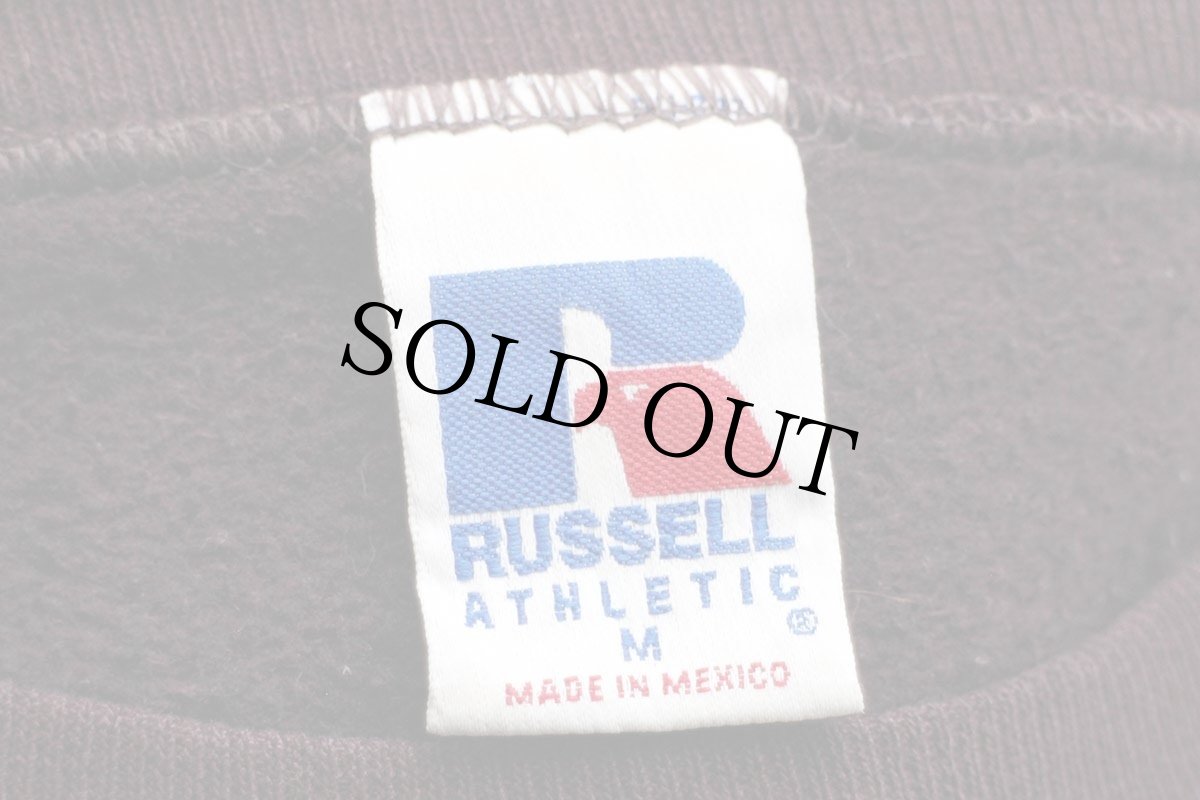 画像4: 90s メキシコ製 RUSSELLラッセル 無地 前V スウェット ワインレッド M★ブランク (4)