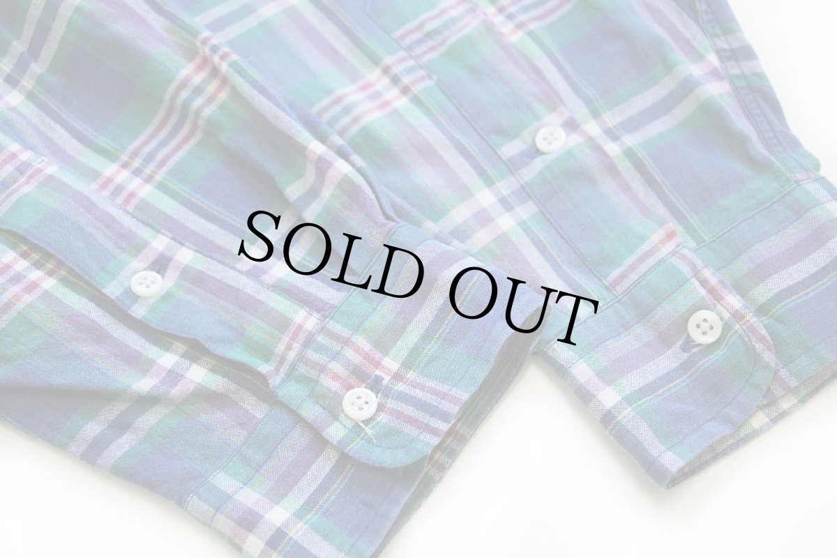 画像6: 90s ラルフローレン マドラスチェック ボタンダウン コットンシャツ XL★インド綿 (6)