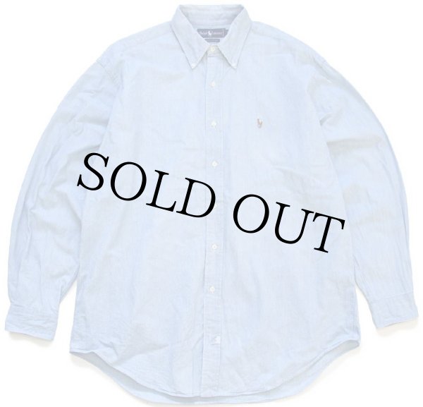 90s ラルフローレン ワンポイント ボタンダウン コットン シャンブレー