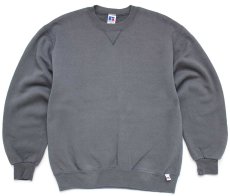 画像1: 90s USA製 RUSSELLラッセル 無地 前V スウェット チャコールグレー M★ブランク (1)