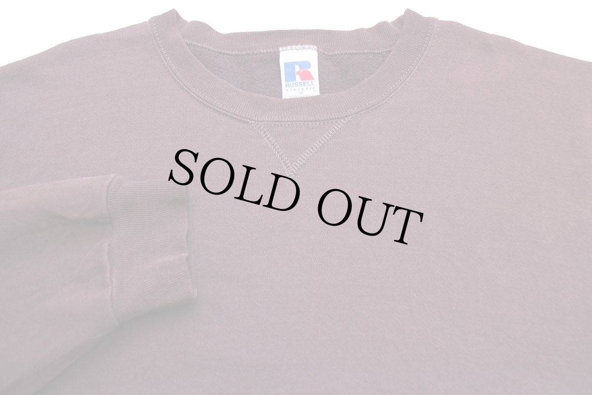 画像3: 90s メキシコ製 RUSSELLラッセル 無地 前V スウェット ワインレッド M★ブランク (3)