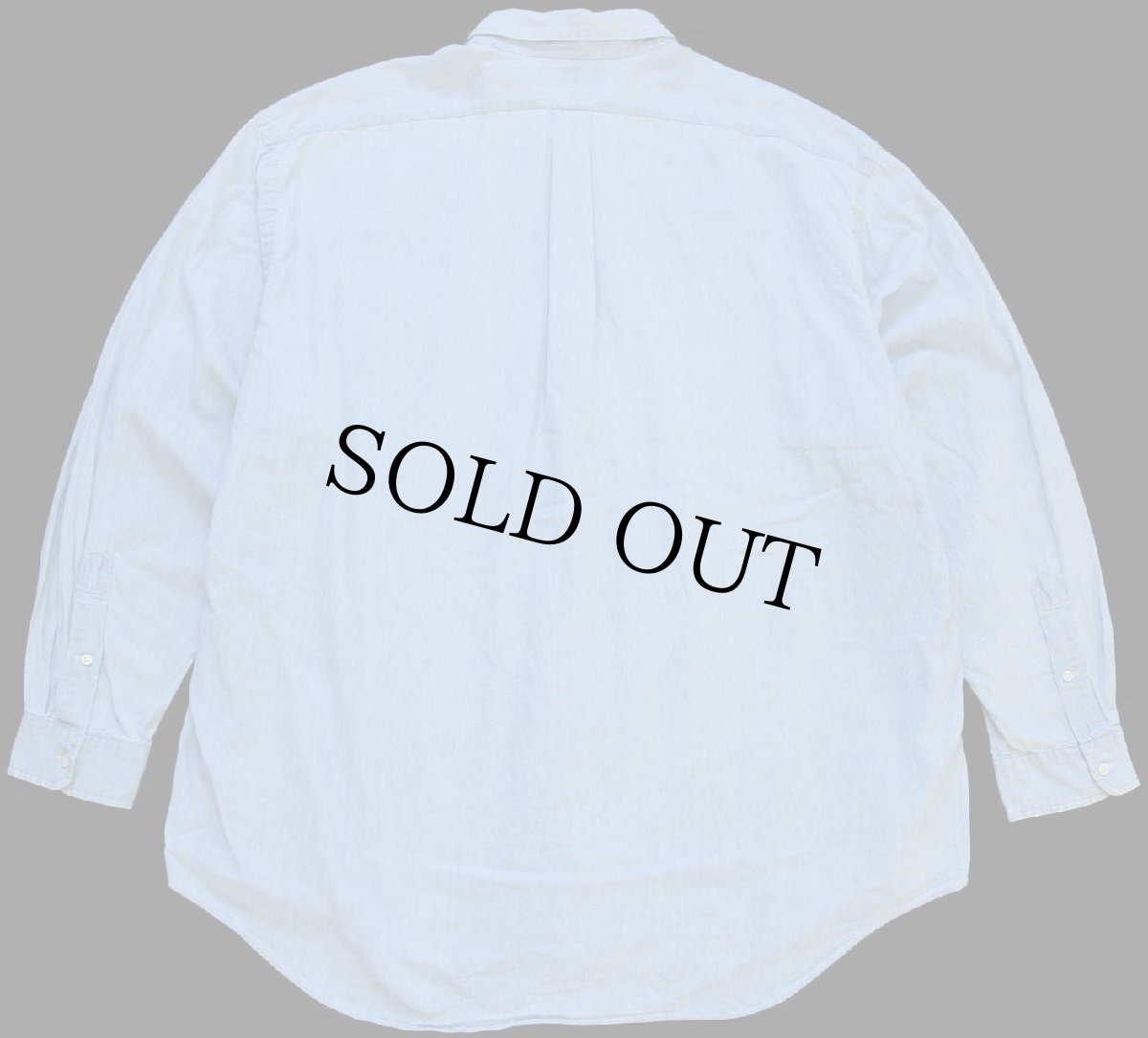 画像2: 90s ラルフローレン BIG SHIRT ワンポイント ポケット付き ボタンダウン コットン シャンブレーシャツ XXL★特大 (2)