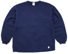 画像1: 90s USA製 RUSSELLラッセル 無地 スウェット 紺 L★ブランク (1)