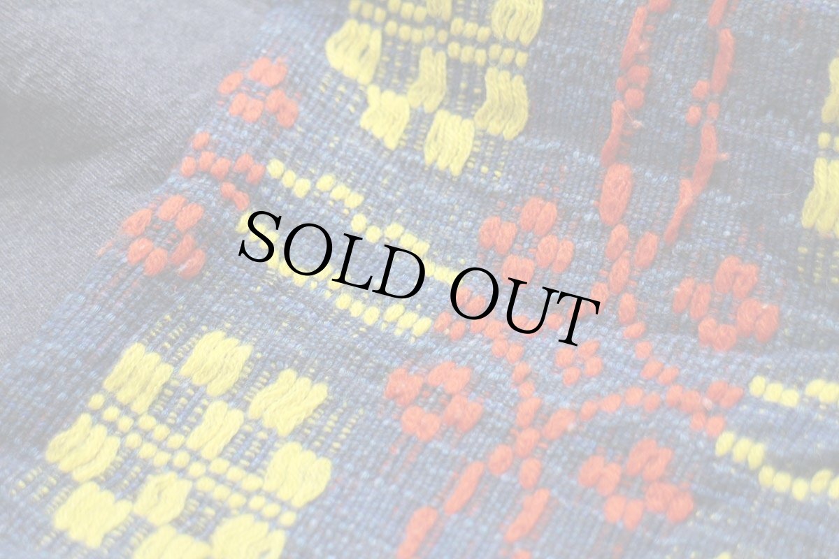 画像7: 90s メキシコ製 RUSSELLラッセル リメイク 編み柄 切り替え 前V スウェット 杢ネイビー XL (7)