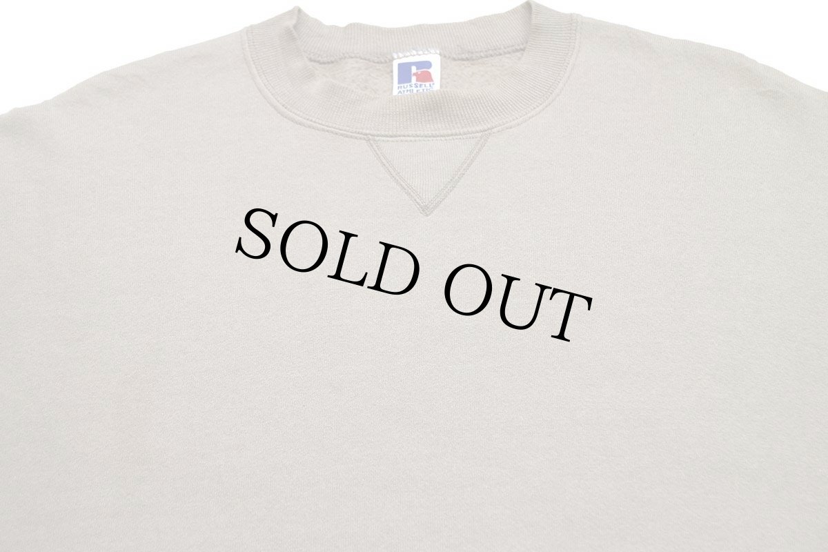 画像3: 90s USA製 RUSSELLラッセル 無地 前V スウェット ベージュ L★ブランク (3)
