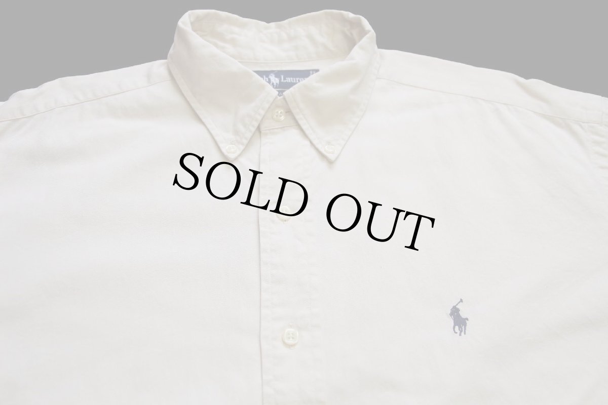 画像3: 90s ラルフローレン BLAIRE ワンポイント ボタンダウン コットンシャツ アイボリー (3)