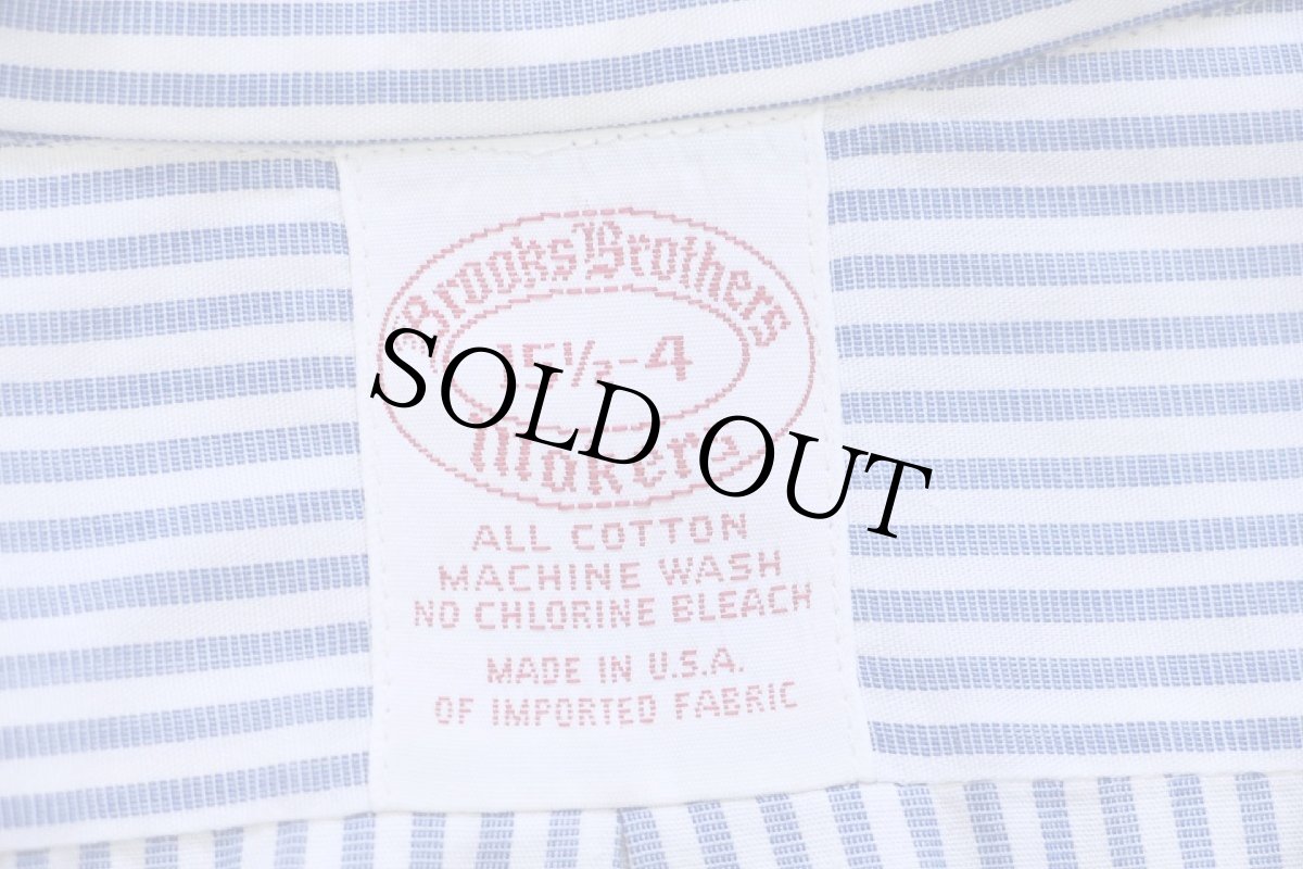 画像4: 80s USA製 Brooks Brothersブルックスブラザーズ Makers ストライプ ボタンダウン コットンシャツ サックス×白 15 1/2-4 (4)