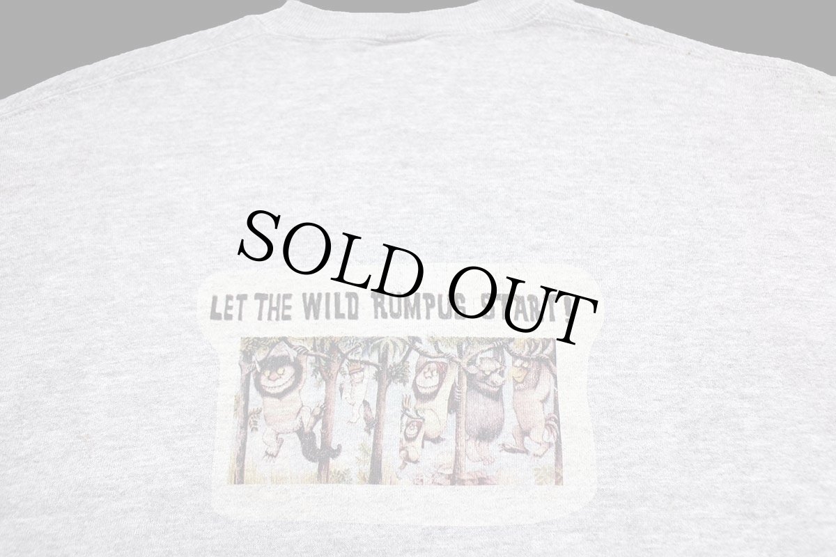 画像3: 90s RUSSELLラッセル かいじゅうたちのいるところ 両面プリント ペンキ飛び 前V スウェット 杢グレー (3)