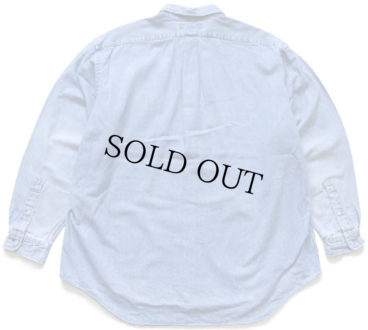 画像2: 90s ラルフローレン BIG SHIRT ワンポイント ポケット付き ボタンダウン デニムシャツ ボロ XL (2)