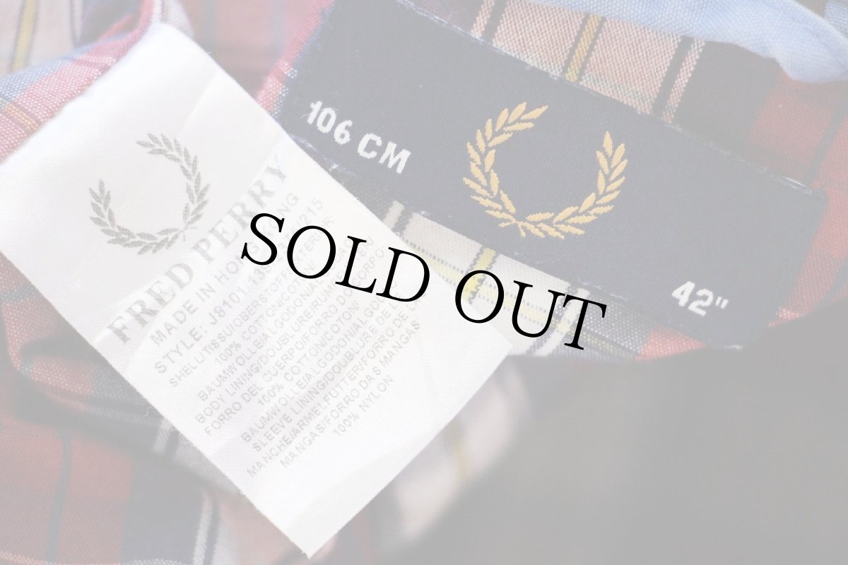 画像4: FRED PERRYフレッドペリー ワンポイント タータンチェックライナー コットン ハリントンジャケット 薄青 42 (4)