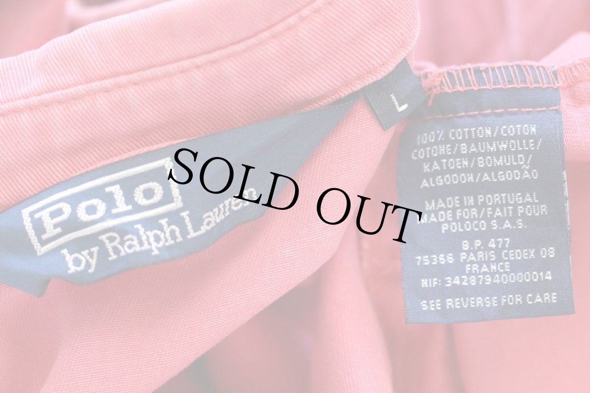 画像4: 90s ポルトガル製 ポロ ラルフローレン ワンポイント チンスト付き コットンジャケット ピンク フェード L (4)