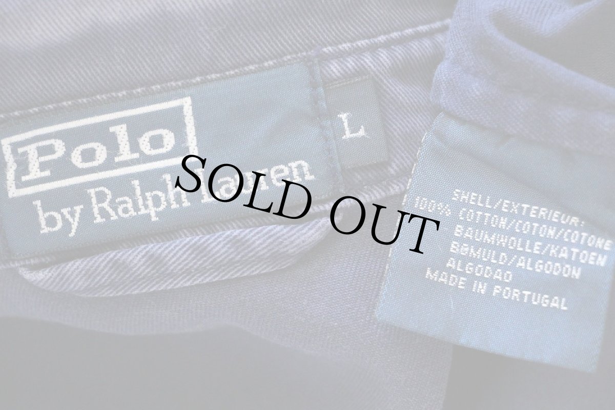 画像4: 90s ポルトガル製 ポロ ラルフローレン ワンポイント チンスト付き コットンジャケット ナス紺 フェード L (4)