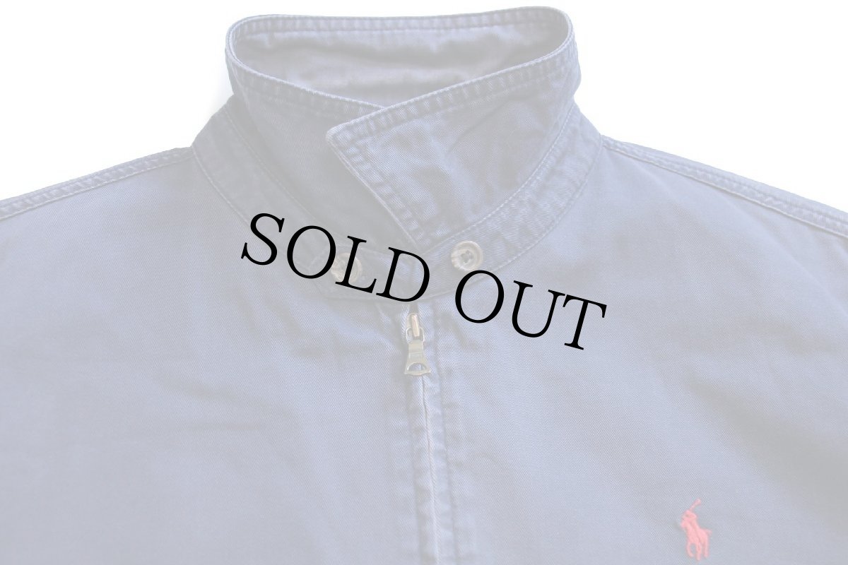 画像3: 90s ポルトガル製 ポロ ラルフローレン ワンポイント チンスト付き コットンジャケット ナス紺 フェード L (3)