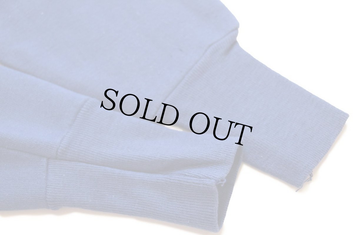 画像5: 50s UNKNOWN 無地 襟付き ハーフジップ コットン スウェット 青 フェード★ブランク (5)