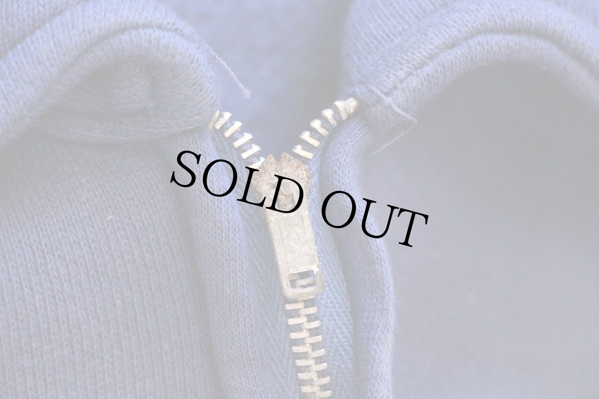 画像4: 50s UNKNOWN 無地 襟付き ハーフジップ コットン スウェット 青 フェード★ブランク (4)