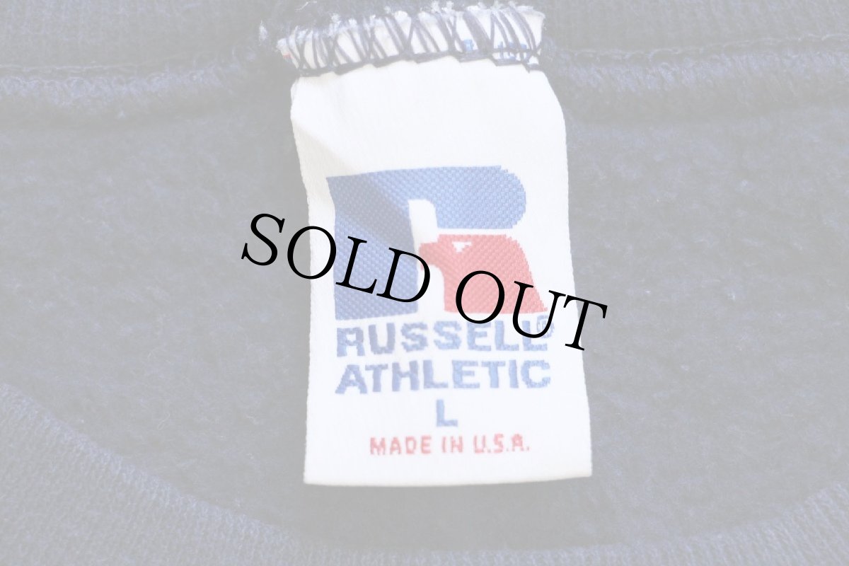 画像4: 90s USA製 RUSSELLラッセル 無地 前V スウェット 紺 L★ブランク (4)