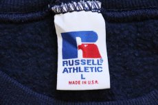 画像4: 90s USA製 RUSSELLラッセル 無地 前V スウェット 紺 L★ブランク (4)