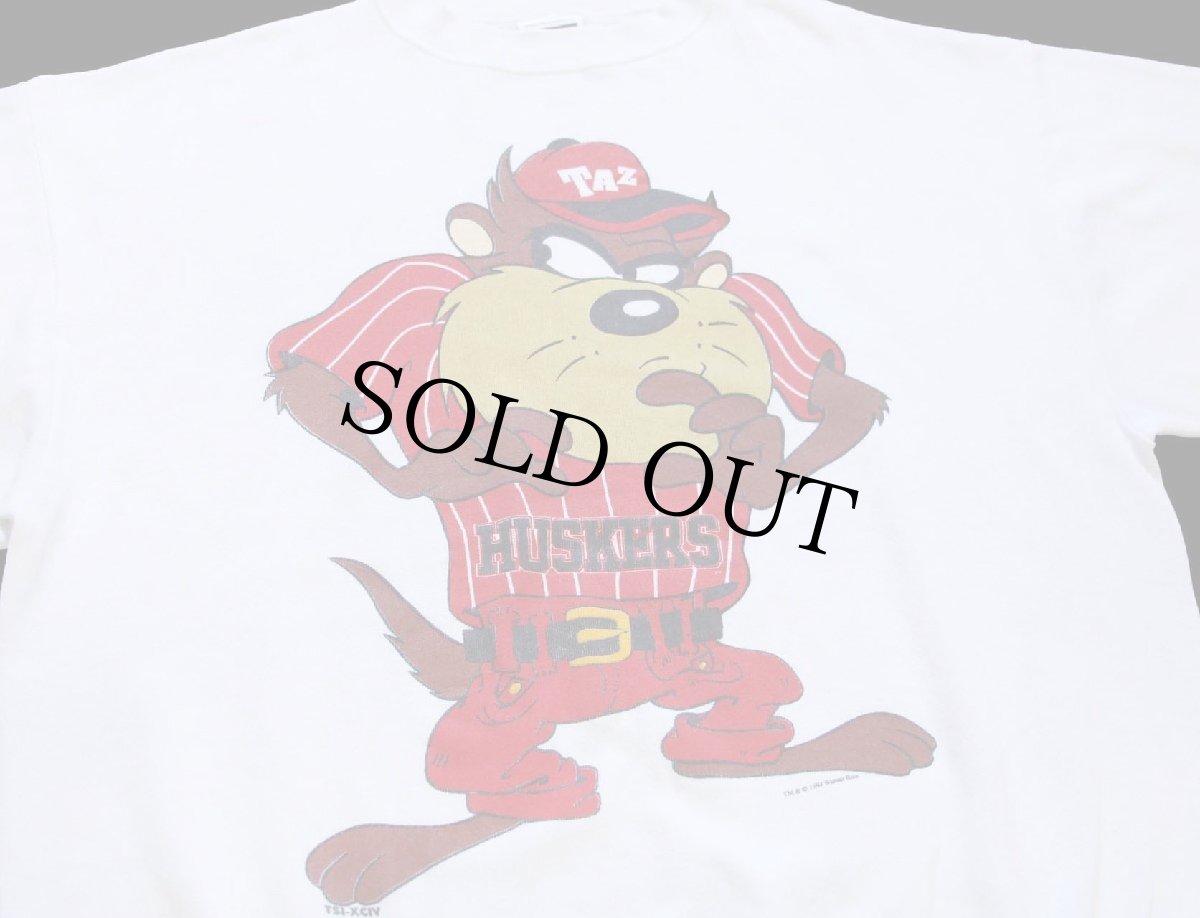 画像3: 90s USA製 Warner Bros LOONEY TUNES タズマニアンデビル HUSKERS スウェット 白 XL (3)