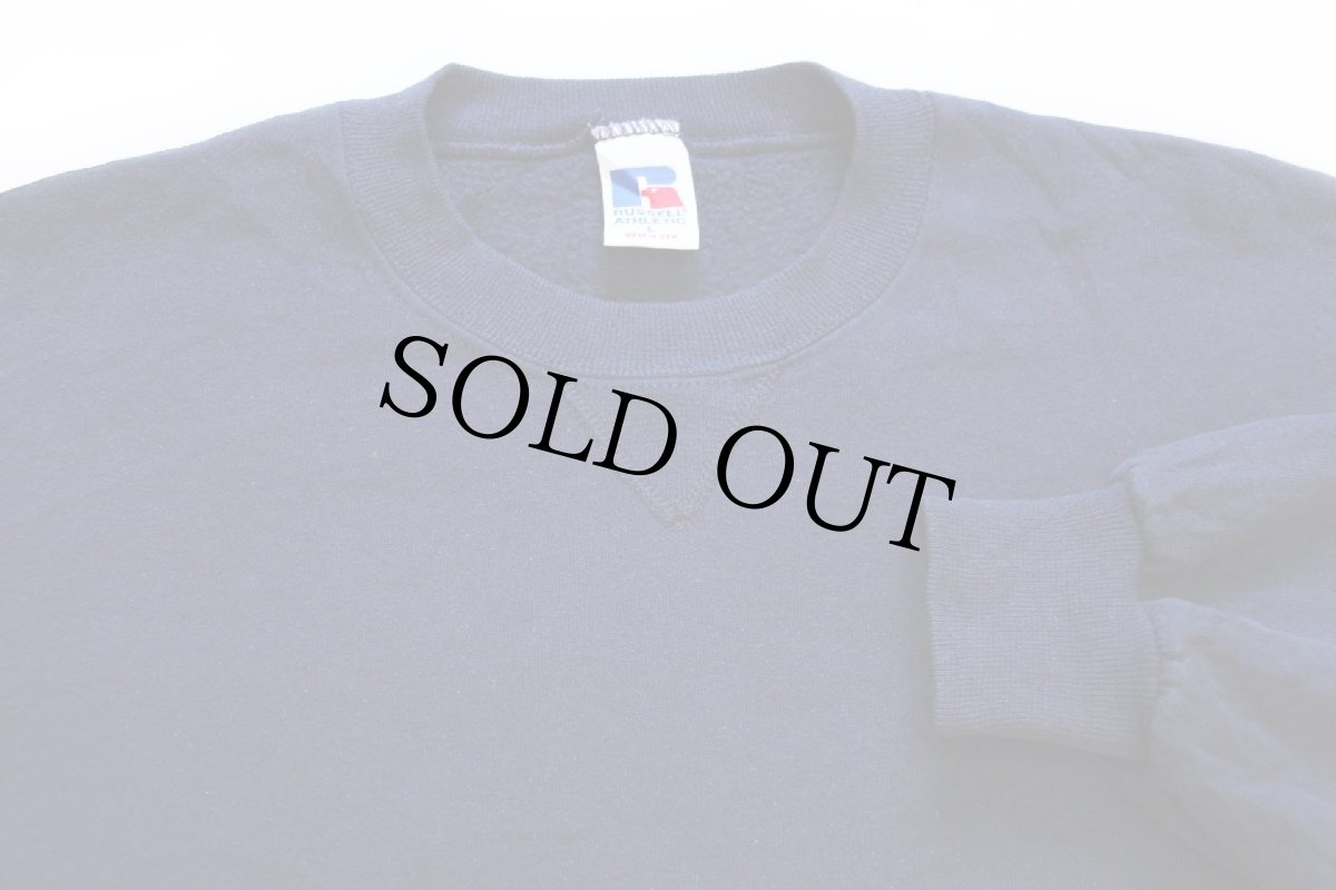 画像3: 90s USA製 RUSSELLラッセル 無地 前V スウェット 紺 L★ブランク (3)