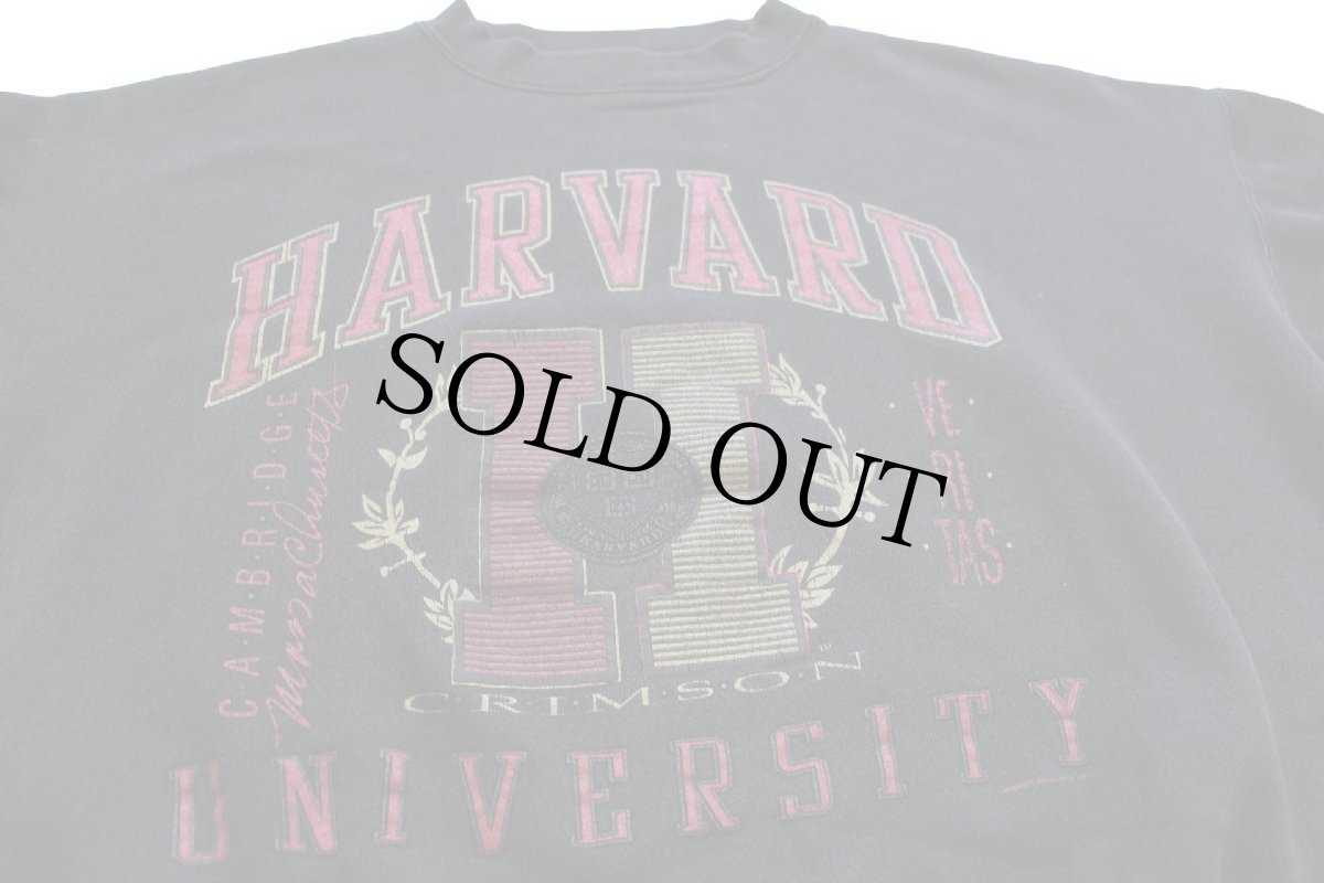 画像3: 90s USA製 HARVARD UNIVERSITY 発泡プリント スウェット 黒 XL (3)
