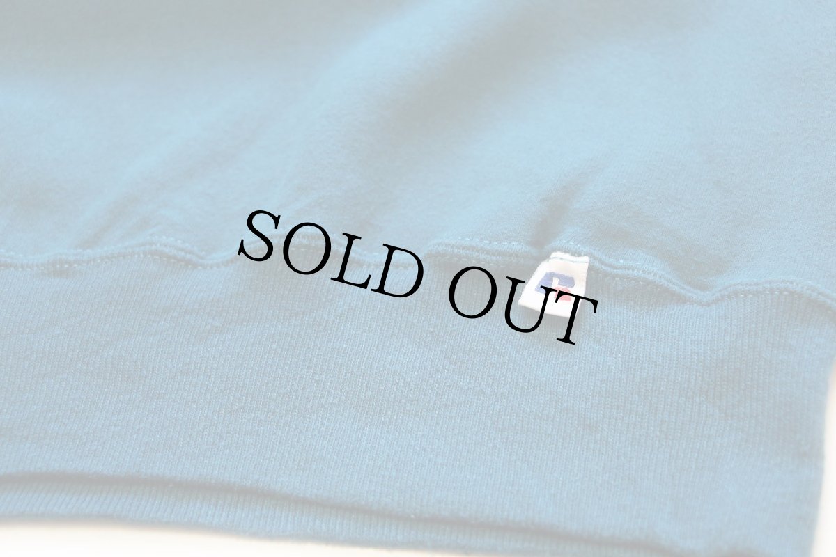 画像5: 90s USA製 RUSSELLラッセル 無地 前V スウェット 青緑 XL★ブランク (5)