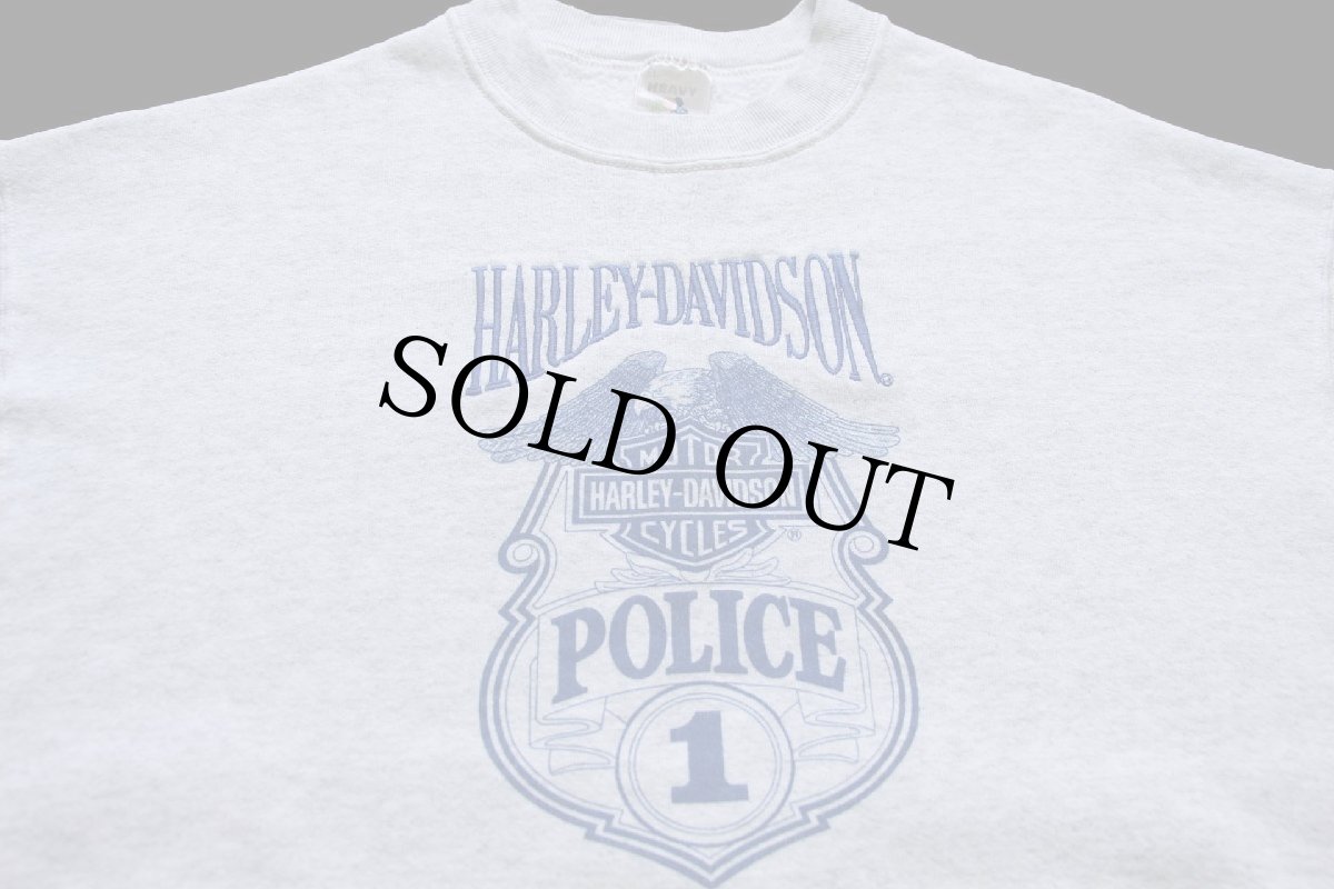 画像3: 90s USA製 HARLEY-DAVIDSON ハーレー ダビッドソン ロゴ刺繍 POLICE 1 スウェット 杢ライトグレー XL (3)