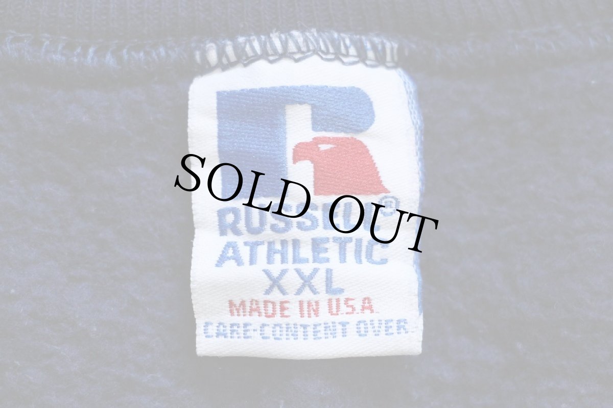 画像4: 90s USA製 RUSSELLラッセル 無地 前V スウェット ナス紺 XXL★01 特大 ブランク (4)