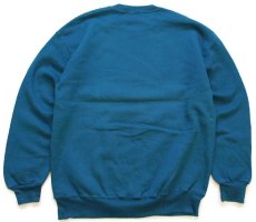 画像2: 90s USA製 RUSSELLラッセル 無地 前V スウェット 青緑 XL★ブランク (2)