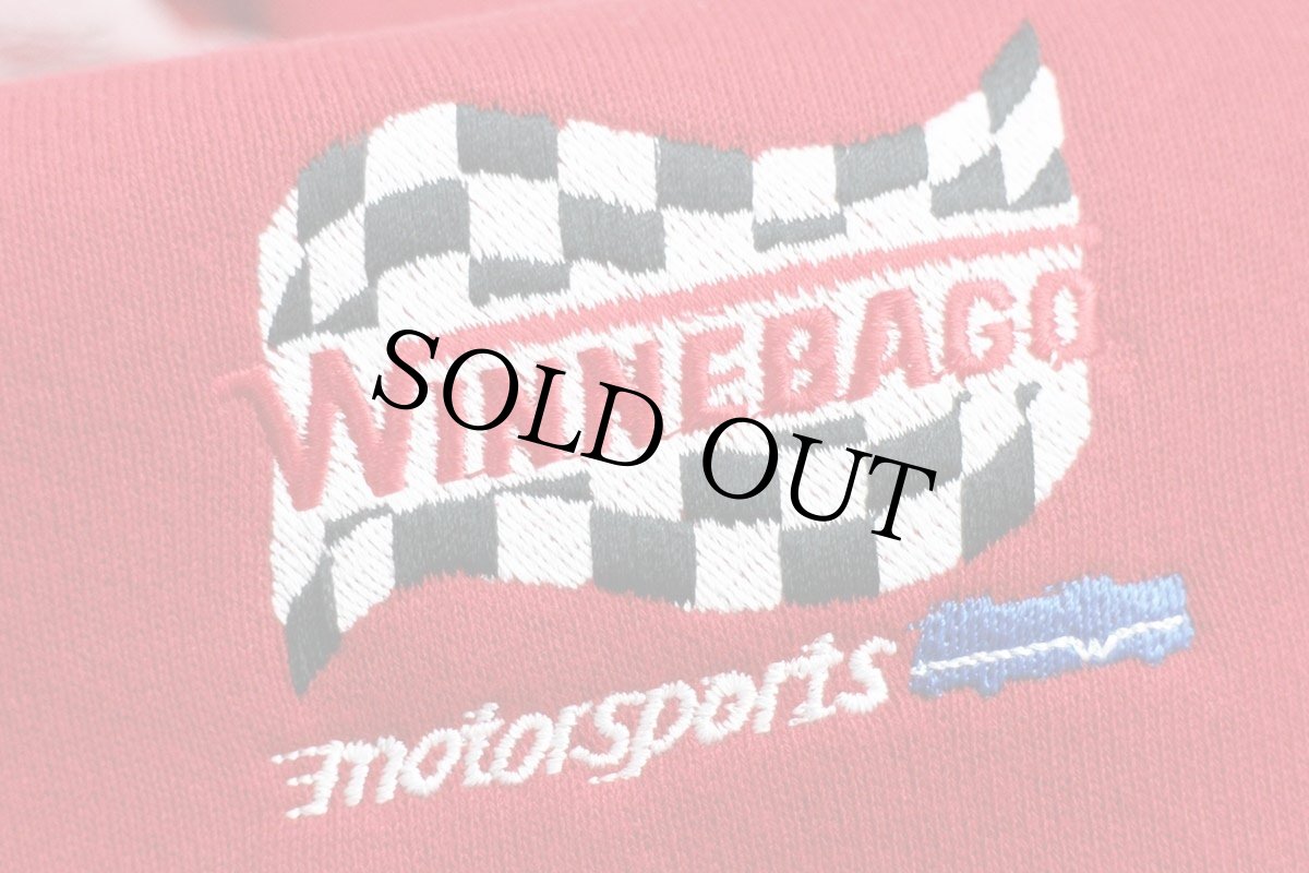 画像5: デッドストック★90s USA製 WINNEBAGO motorsports チェッカーフラッグ 刺繍 スウェット 赤 XL (5)