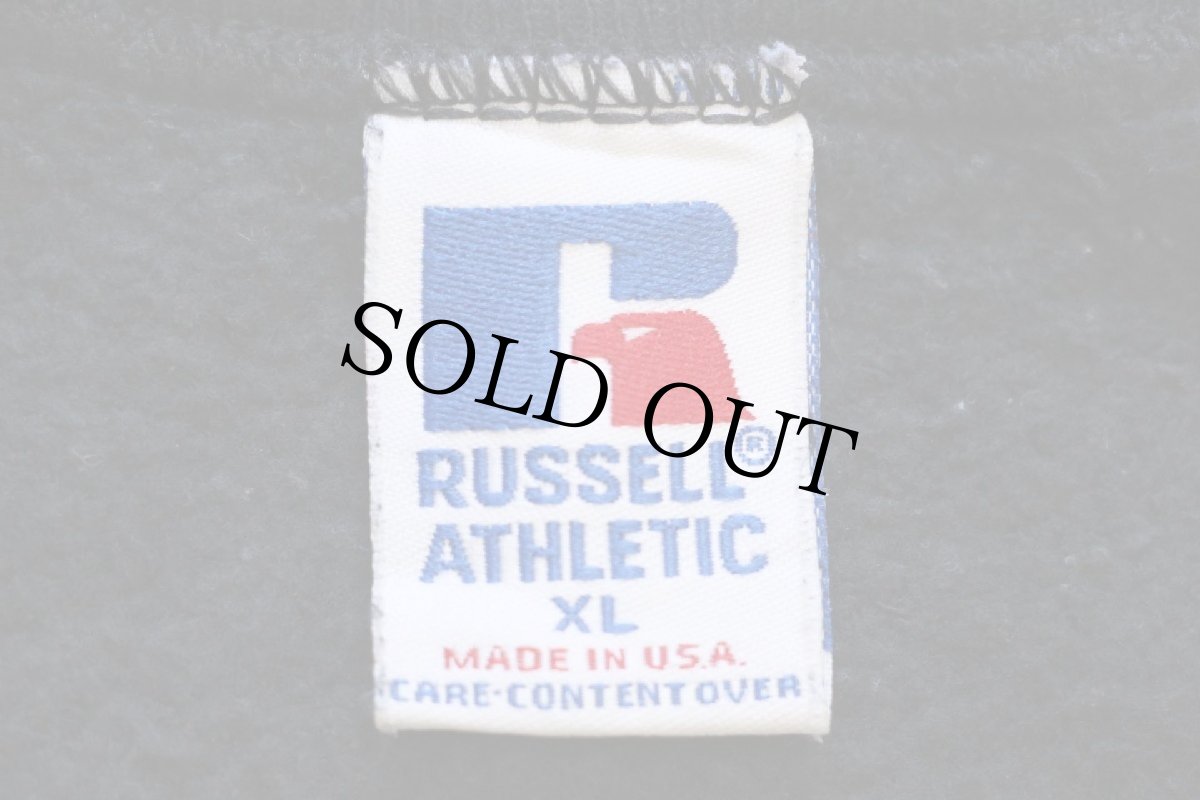 画像4: 90s USA製 RUSSELLラッセル 無地 前V スウェット 黒 フェード XL★ブランク (4)